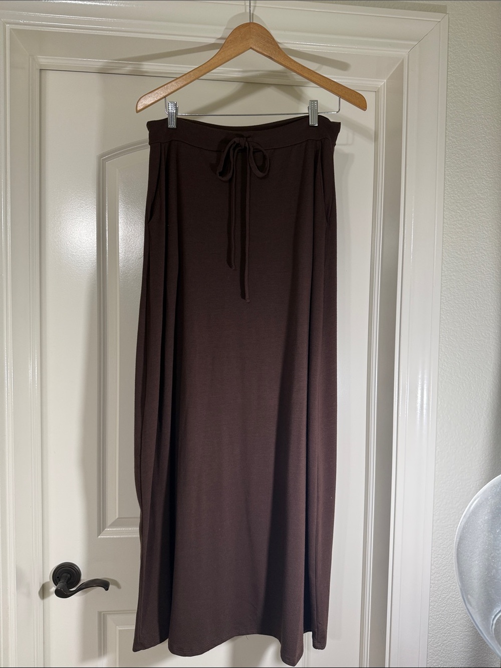 Zenana Outfitters Brown Drawstring Maxi Skirt